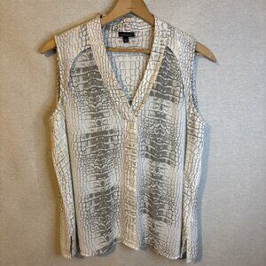 Cynthia Rowley Womens Tank Top Blouse Size Large Snake Croc Print Sleeveless